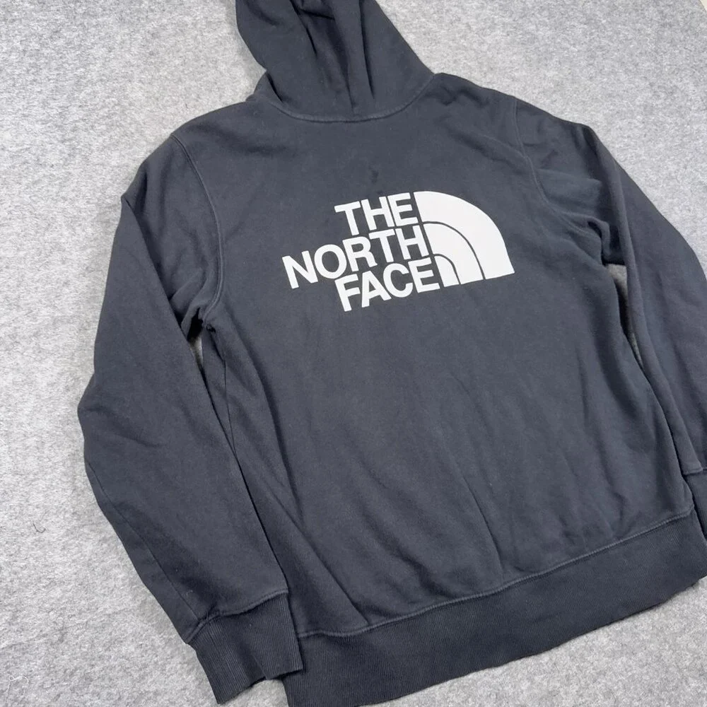North Face Hoodie Mens Medium Black Spell Out Graphic Full Zip - Picture 15 of 16